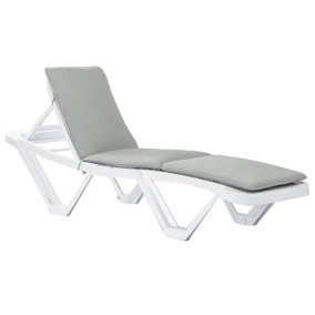 Harbour Housewares - Master Sun Lounger & Cushion Set - White/Grey