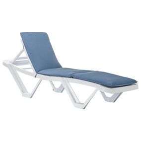 Harbour Housewares - Master Sun Lounger & Cushion Set - White/Navy