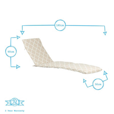 Harbour Housewares - Master Sun Lounger Cushions - Beige Moroccan - Pack of 2 - 4