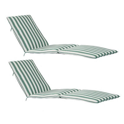 Harbour Housewares - Master Sun Lounger Cushions - Green Stripe - Pack of 2