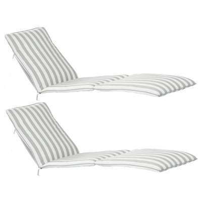 Harbour Housewares - Master Sun Lounger Cushions - Grey Stripe - Pack of 2