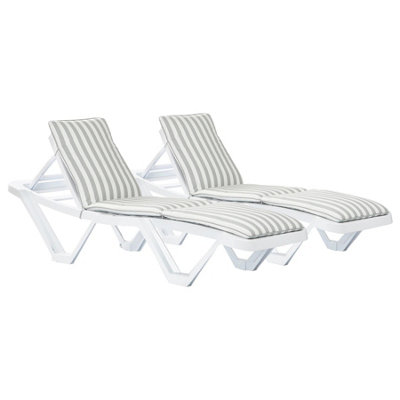 Harbour Housewares - Master Sun Lounger Cushions - Grey Stripe - Pack of 2