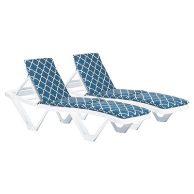 Harbour Housewares - Master Sun Lounger Cushions - Navy Moroccan - Pack of 2