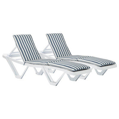 Harbour Housewares - Master Sun Lounger Cushions - Navy Stripe - Pack of 2