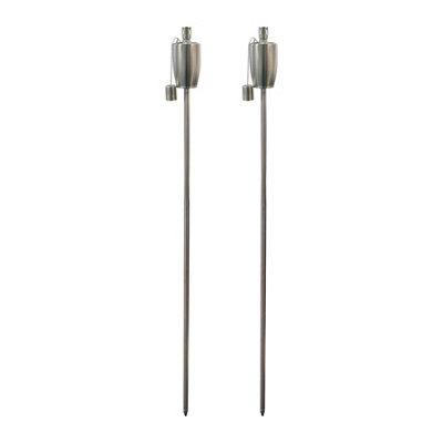 Harbour Housewares - Metal Barrel Garden Fire Torches - 146cm - Silver - Pack of 2