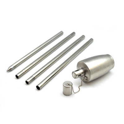Harbour Housewares - Metal Barrel Garden Fire Torches - 146cm - Silver - Pack of 2 - 5