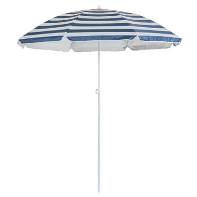 Harbour Housewares - Metal Beach Parasol - 1.74 x 1.93m - Blue Stripe