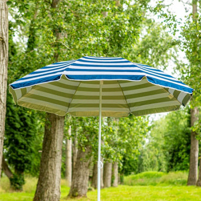 Harbour Housewares - Metal Beach Parasol - 1.74 x 1.93m - Blue Stripe - 5
