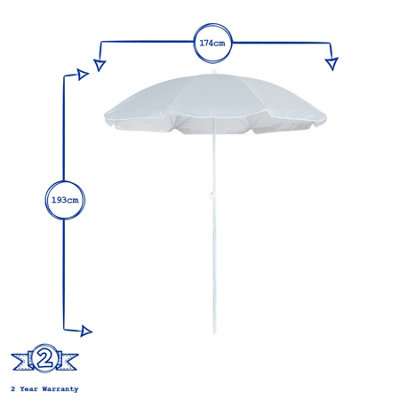 Harbour Housewares - Metal Beach Parasol - 1.74 x 1.93m - Grey - 3