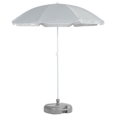 Harbour Housewares - Metal Beach Parasol & Base Set - 1.74 x 1.93m - Grey/Grey