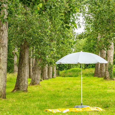 Harbour Housewares - Metal Beach Parasol & Base Set - 1.74 x 1.93m - Grey/Grey - 7