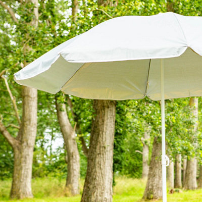 Harbour Housewares - Metal Beach Parasol & Base Set - 1.74 x 1.93m - Grey/Grey - 4