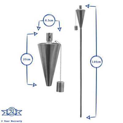 Harbour Housewares - Metal Cone Garden Fire Torches - 146cm - Black - Pack of 2 - 3