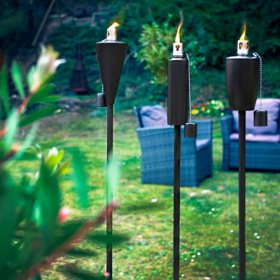 Harbour Housewares - Metal Cone Garden Fire Torches - 146cm - Black - Pack of 2 - 4