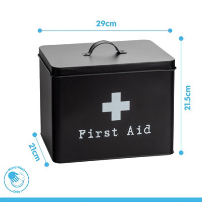 Harbour Housewares Metal First Aid Box - 29cm - Cream - Medical Storage ...