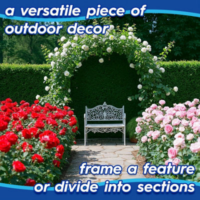 Harbour Housewares Metal Garden Arbour Arch - 2.4m x 1.4m - Large Wide Heavy-Duty Outdoor Plants Flower Archway Pergola Trellis