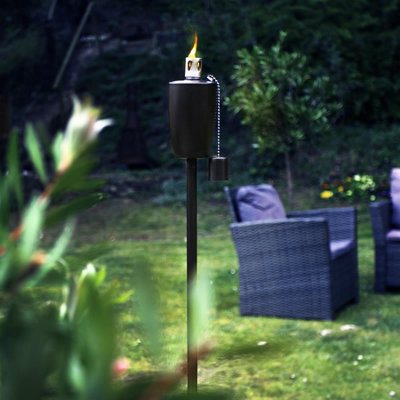 Harbour Housewares - Metal Garden Torch - Barrel - Black - 4