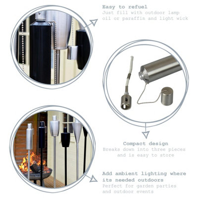 Harbour Housewares - Metal Garden Torch - Cone - Black