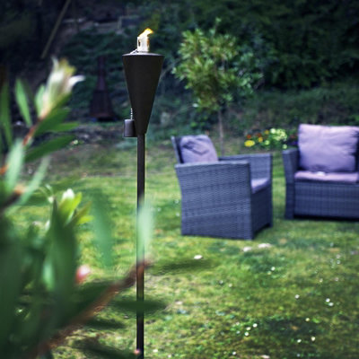 Harbour Housewares - Metal Garden Torch - Cone - Black - 4