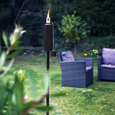 Harbour Housewares - Metal Garden Torch - Cylinder - Black - 4