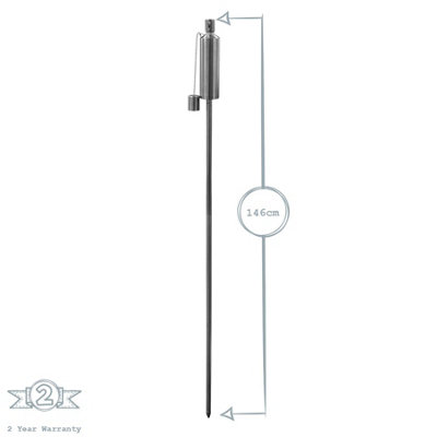 Harbour Housewares - Metal Garden Torch - Cylinder - Silver - 3