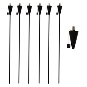 Harbour Housewares - Metal Garden Torches - Cone - Black - Pack of 6