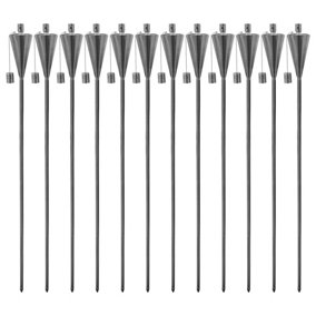 Harbour Housewares - Metal Garden Torches - Cone - Silver - Pack of 12