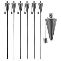 Harbour Housewares - Metal Garden Torches - Cone - Silver - Pack of 6