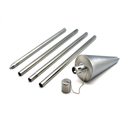 Harbour Housewares - Metal Garden Torches - Cone - Silver - Pack of 6 - 6