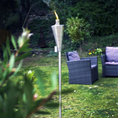 Harbour Housewares - Metal Garden Torches - Cone - Silver - Pack of 6 - 4