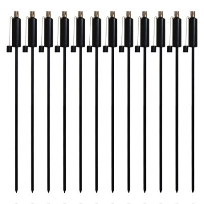 Harbour Housewares - Metal Garden Torches - Cylinder - Black - Pack of 12