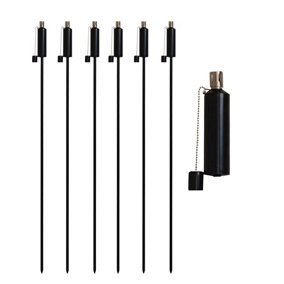 Harbour Housewares - Metal Garden Torches - Cylinder - Black - Pack of 6