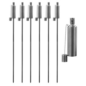 Harbour Housewares - Metal Garden Torches - Cylinder - Silver - Pack of 6