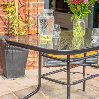 Harbour Housewares - Metal Glass Top Garden Table - 120cm x 70cm - Black - 4