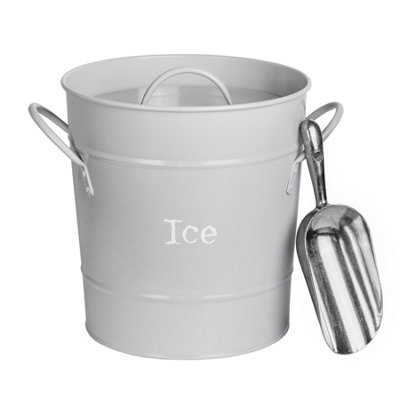 Harbour Housewares Metal Ice Bucket with Scoop and Lid - Grey - 4.5L ...