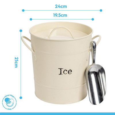 Harbour Housewares Metal Ice Bucket with Scoop and Lid - Grey - 4.5L ...