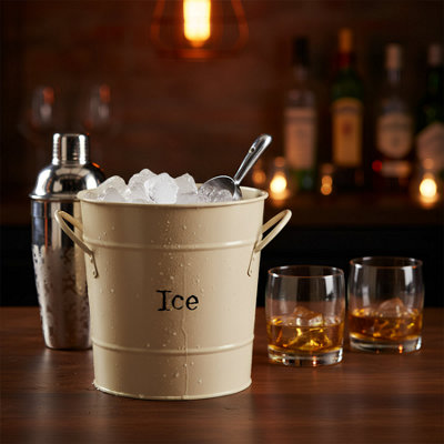 Harbour Housewares Metal Ice Bucket with Scoop and Lid - Grey - 4.5L ...
