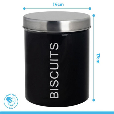 Harbour Housewares Metal Kitchen Canister Set - Black 5pc Round Retro ...