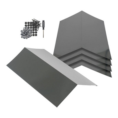 Harbour Housewares Metal Roofing Ridge Caps - 30 x 60cm - Anthracite ...