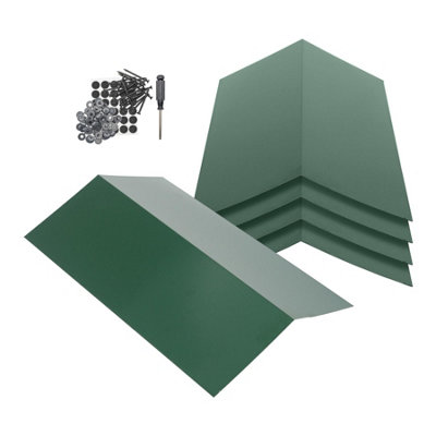 Harbour Housewares Metal Roofing Ridge Caps - 30 x 60cm - Green - Pack of 5
