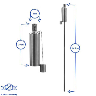 Harbour Housewares - Metal Round Garden Fire Torches - 146cm - Silver - Pack of 2 - 3