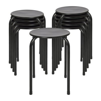 Harbour Housewares Metal Stacking Stools - Matt Black - Pack of 10
