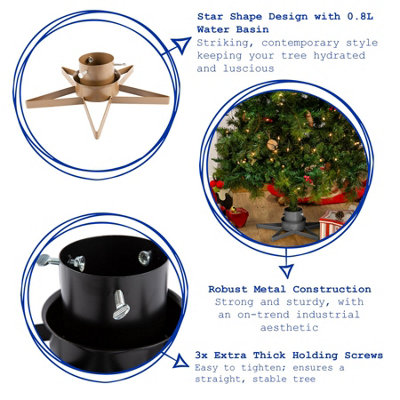 Harbour Housewares - Metal Star Christmas Tree Stand - Black