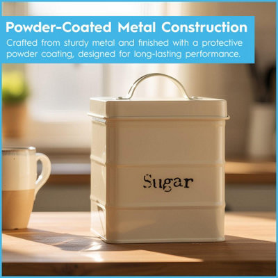 Harbour Housewares Metal Sugar Storage Canister - White - 1x Vintage ...