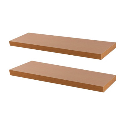 Harbour Housewares Modern Floating Wall Shelves - 100cm - Brown - Pack of 2