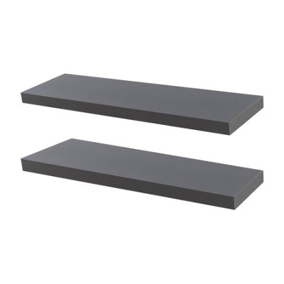 Harbour Housewares Modern Floating Wall Shelves - 100cm - Grey - Pack of 2