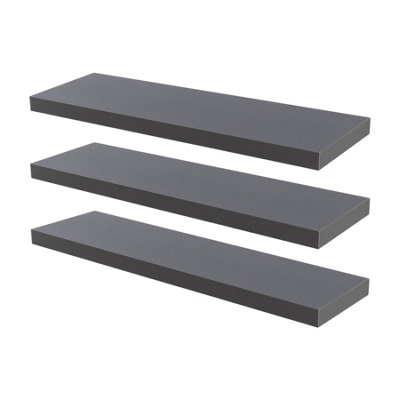 Harbour Housewares Modern Floating Wall Shelves - 100cm - Grey - Pack of 3