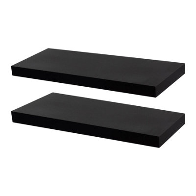 Harbour Housewares Modern Floating Wall Shelves - 60cm - Black - Pack of 2