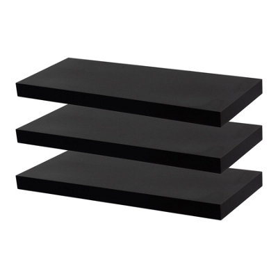 Harbour Housewares - Modern Floating Wall Shelves - 60cm - Black - Pack of 3