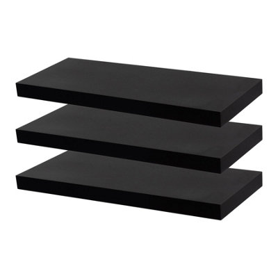 Harbour Housewares Modern Floating Wall Shelves - 60cm - Black - Pack of 3